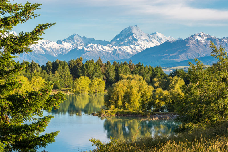 A view from the eastern shores of Lake Pukaki looking towards Aoraki/Mt Cook in the distance.