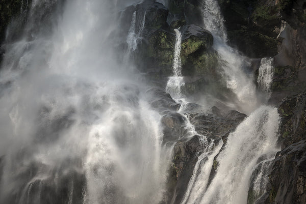 Water cascades over Lady Bowen Falls after a recent rain storm.  A powerful scene to be a witness to as water flows out into Milford Sound and out to the Tasman Sea.